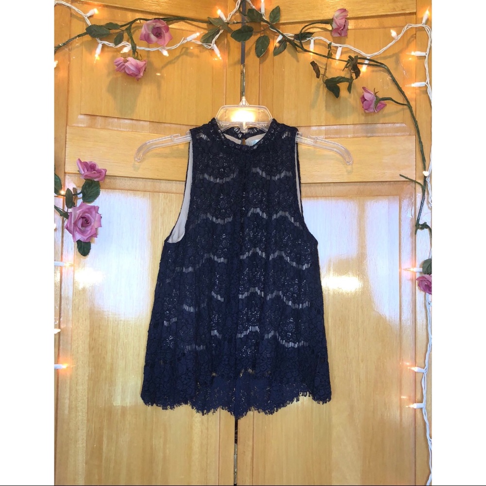 high neck lace tank top